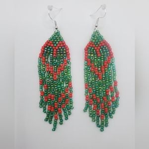 Valentine's Green & Red Heart Earrings ❤ Christmas Style